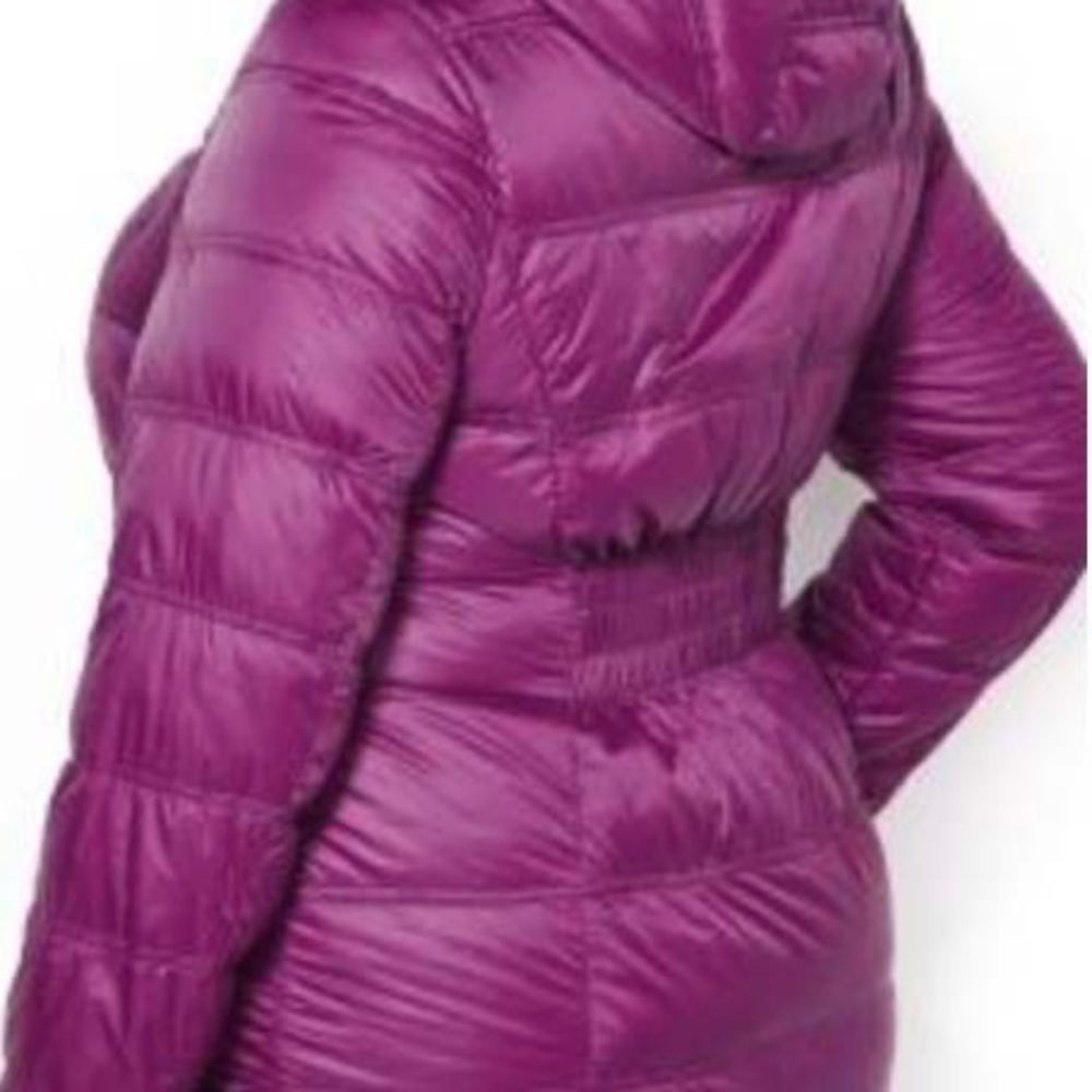 DOWN & FEATHER JACKET, VIOLET, SIZE 6X, THINNER GREAT FOR SPRING, PACKABLE, HOOD